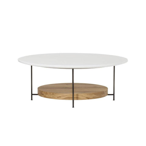 Olivia 42" Dia White Lacquer Coffee Table - Trade Source Furniture